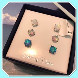 Sterling Silver Mermaid Colors Stud Earrings